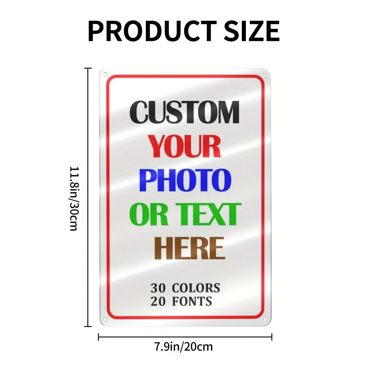 Customizable 20x30cm Iron Sign, DIY Photo/Text with Multiple Colors & Fonts, Durable Wall Decor image 2