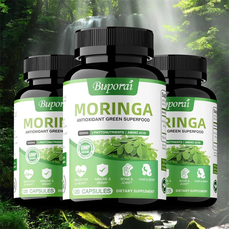 

Moringa Capsules - Promote Bone, Joint, Immune Health | Enhance Energy, Endurance, Concentration, Daily Nutritional Supplement