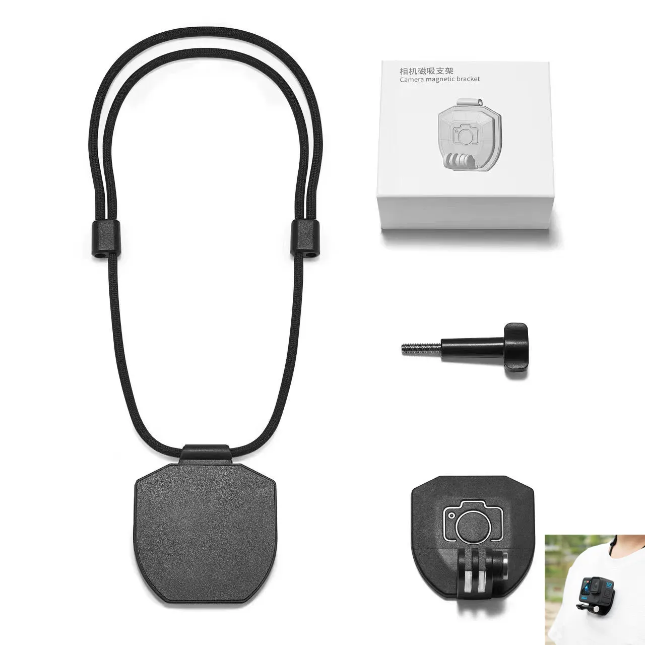 

Magnetic Neck Strap Hold Mount Bracket Adapter With Lanyard For DJI Action 3/4/5Pro/6 Gopro/Pocket 3/Insta360 X4 X5 Accessories