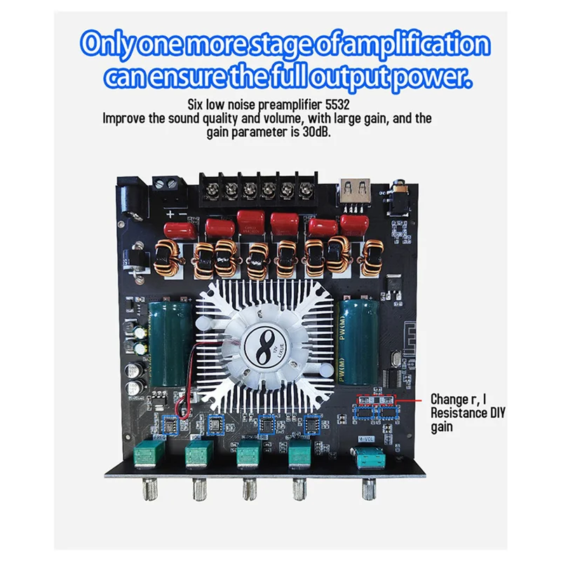 New-2X ZK-AS21 2.1 Channel TPA3255 Bluetooth Digital Power Amplifier Board Module High And Low Tone Subwoofer 220WX2+350W