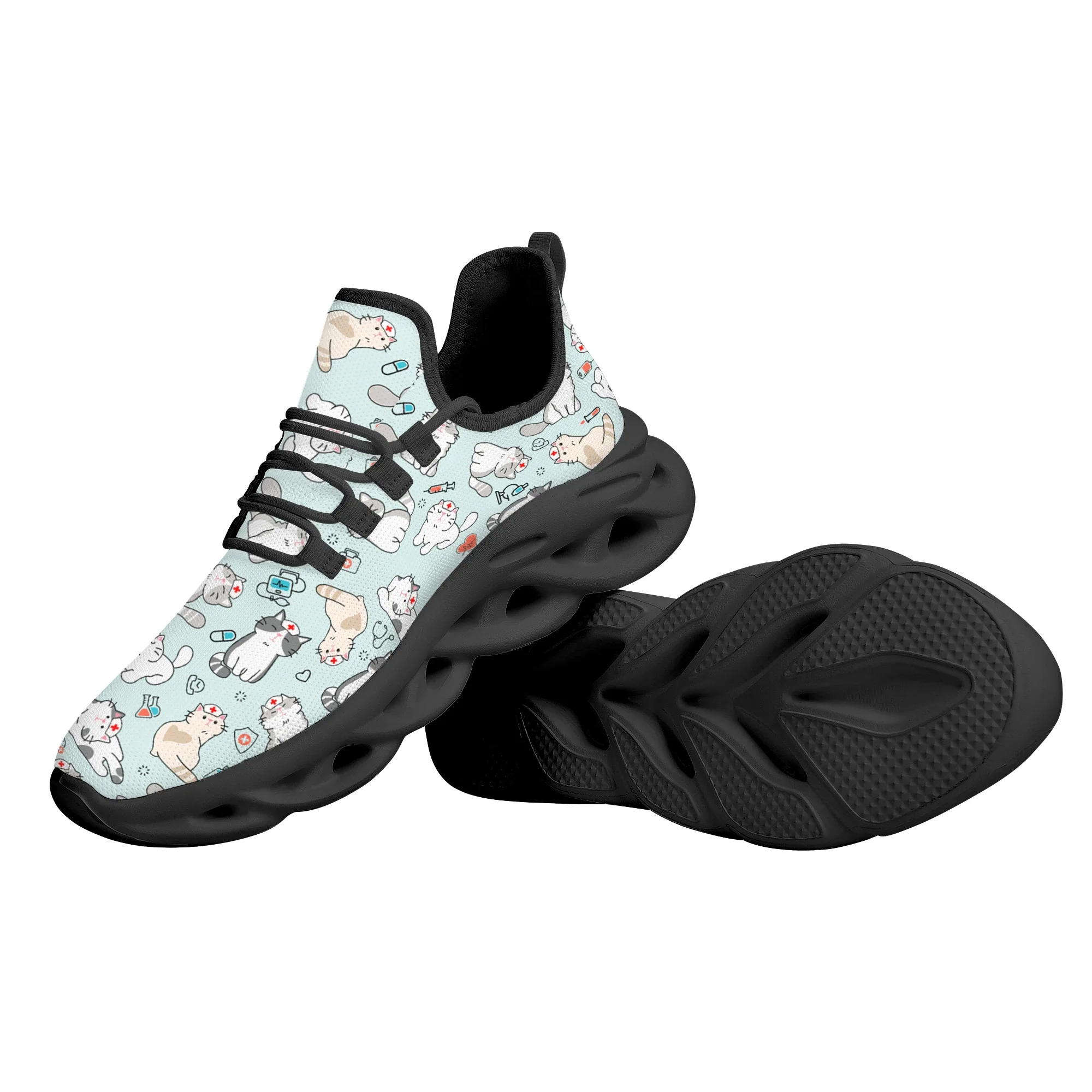 Cute Cartoon Nurse Cat Design Sneakers Running Sneakers Light Mesh Women's Footwear Outdoor Blade Shoes Zapatos