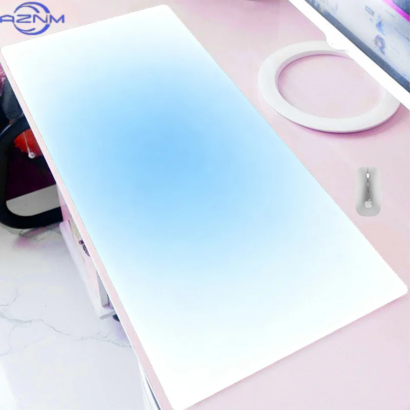 Blue White Gradient Mouse Pad Soft Pastel Tone Desk Mat For Gaming Office Laptop Keyboard Desktop Decor