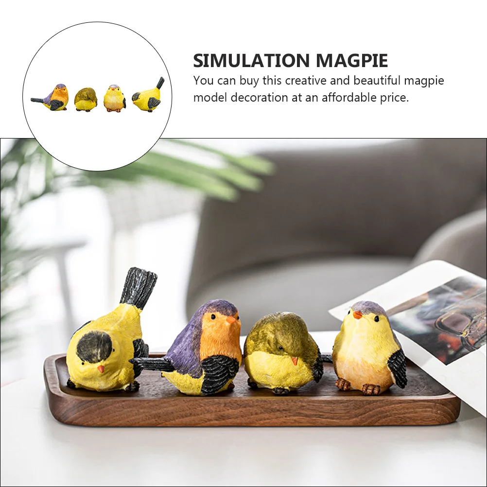 4 Pcs Decoration Yard Ornament Kids Toys Puzzle Creative Adornment Resin Simulation Bird Child Outdoor for