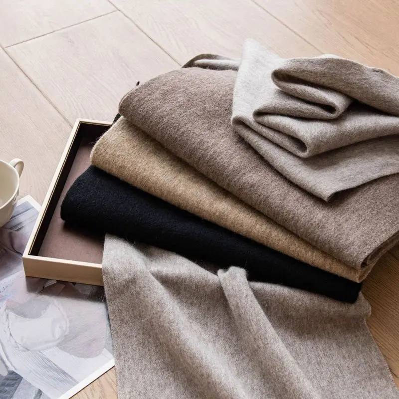 New 30%Yak 70% Wool Scarf Winter Warm Dual Purpose Pure Color Long Shawl Neck Warmer
