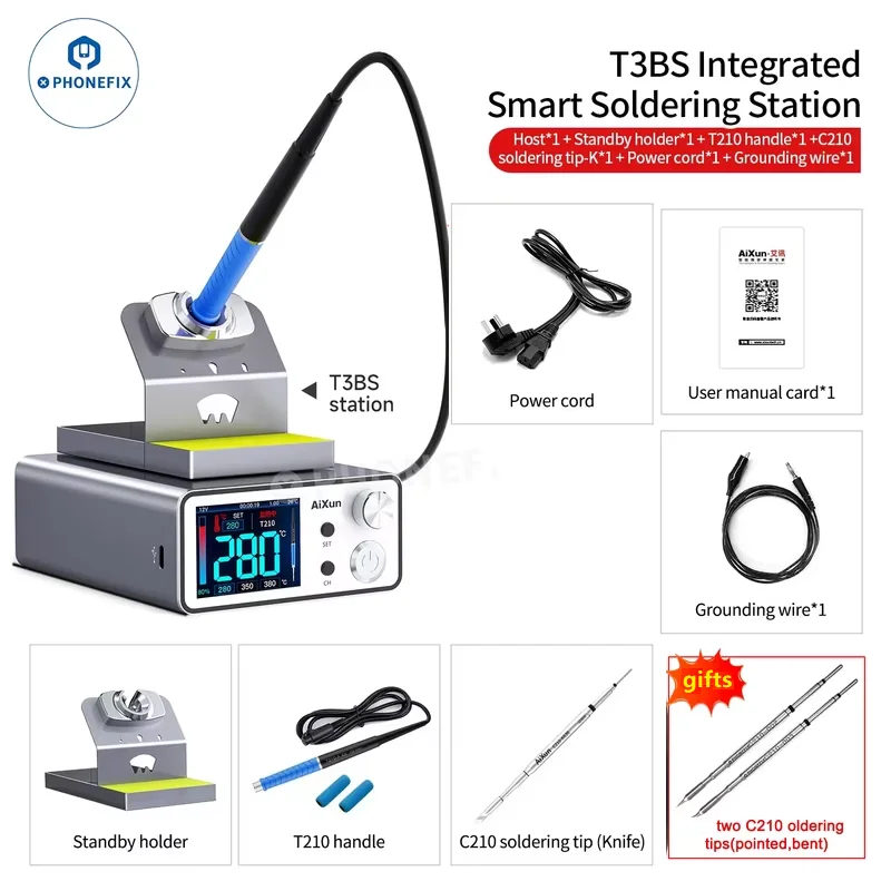 Estação de Solda Inteligente Jcid Aixun T3bs T3b Pontas de Ferro de Solda T115 T210 Plataforma de Reparação de Solda Elétrica Smd Bga