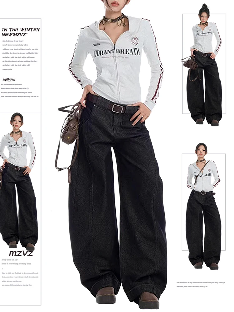 2025, Herbst-Winter-Jeanshose für Damen, weit geschnitten, japanische Y2K-Baggy-Jeans, Tomboy, Harajuku, Grunge, Punk, Cowboy, neu im Freund