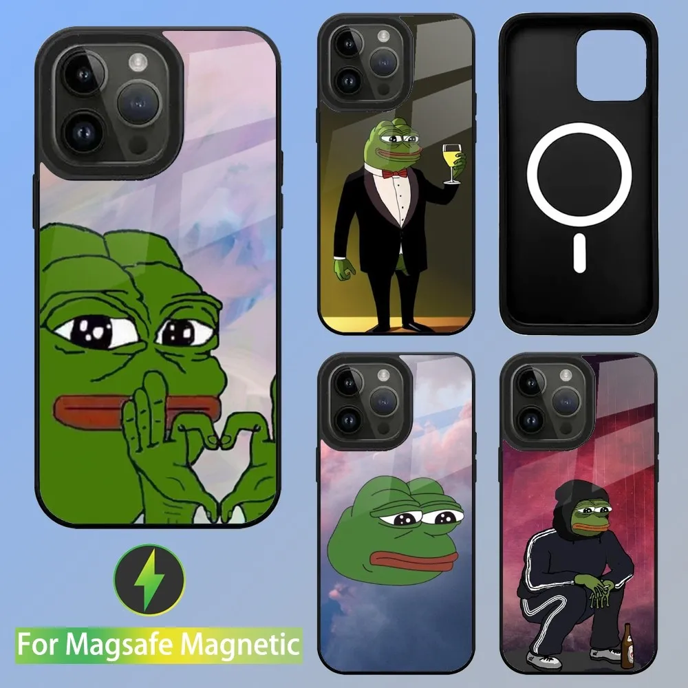 Funny P-Pepe Frog Phone Case For iPhone 15,14,13,12,11,Plus,Pro,Max Mini Magsafe Magnetic Wireless Charging