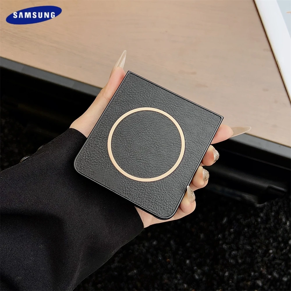 หรูหราหนังแม่เหล็กสําหรับ Samsung Galaxy Z Flip 7 6 5 4 สําหรับ Magsafe ไร้สายชาร์จกันกระแทกฝาหลัง