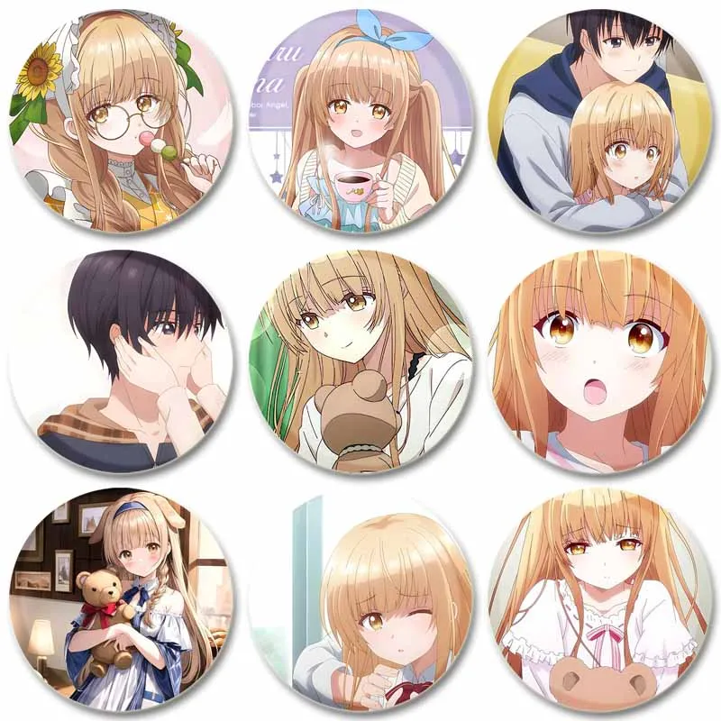 The Angel Next Door Spoils Me Rotten Anime Simple Button Pins Snap-on Design Brooches Fashion Decoration Badge Gifts for Friends