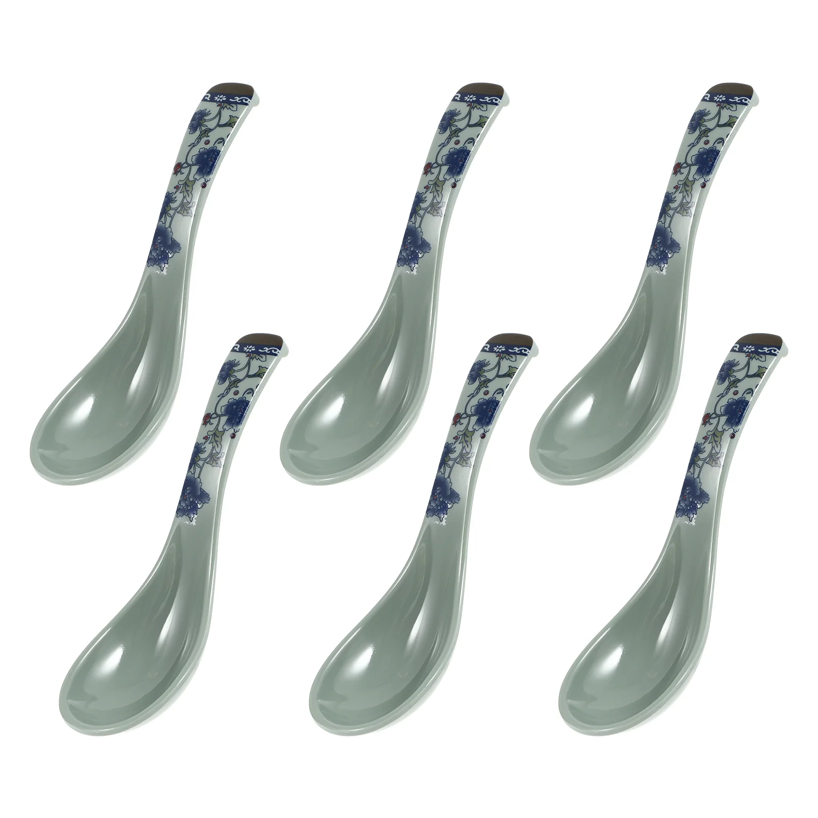 6 Pcs Anti Ceramic Blue and White Spoon Soup Spoons Simple for Home Creative Coffee Scoop Restaurant Food Scoops Rice