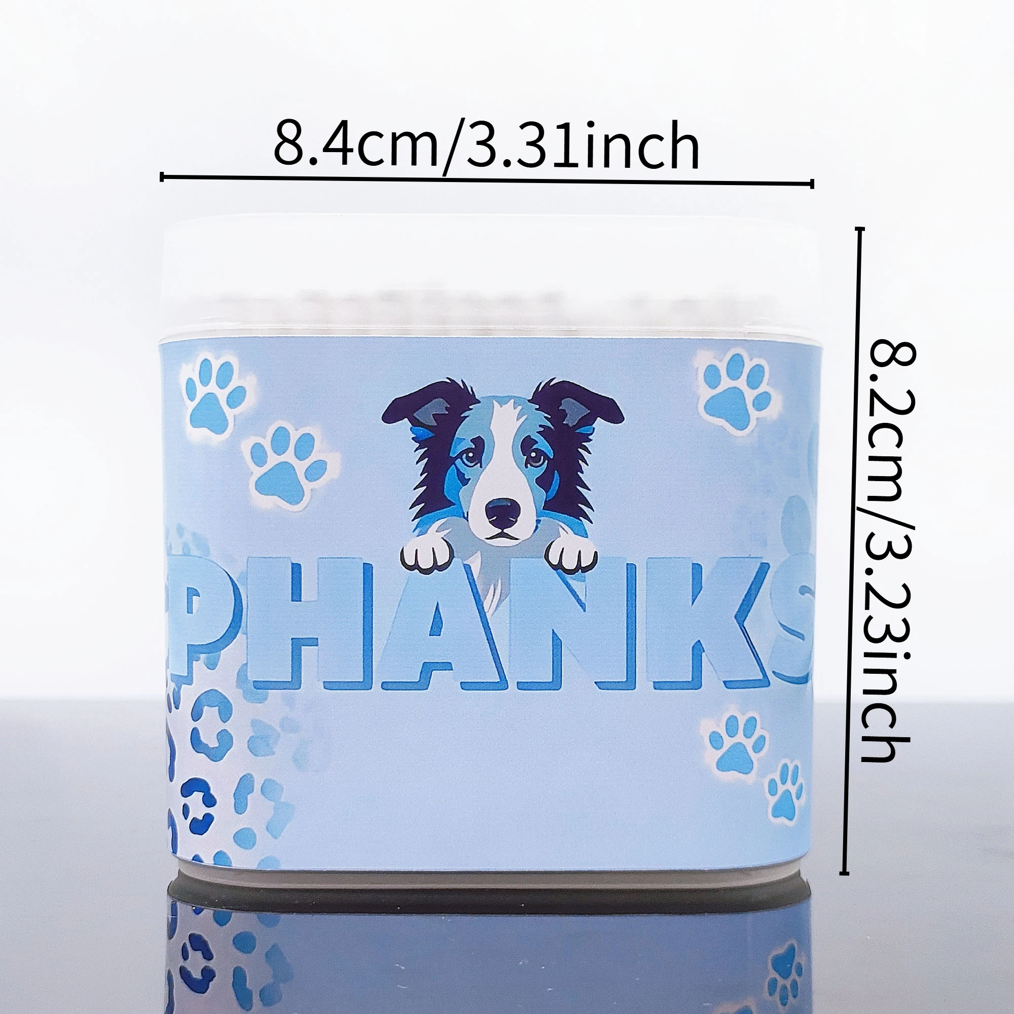 파란색 패턴이 있는 동물 테마 면봉 200개와 다기능 이중 헤드 나사형 면봉.