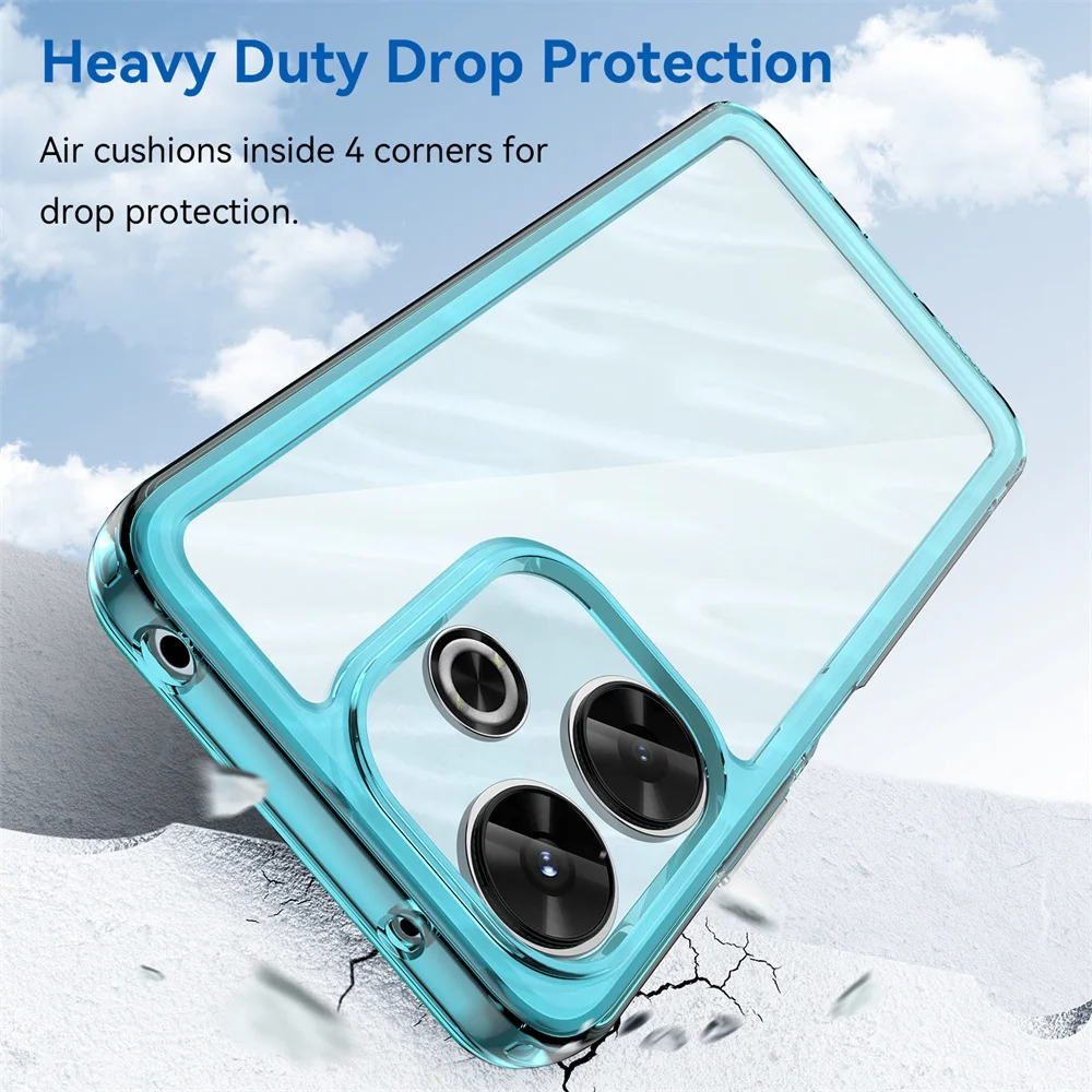 Colorful Case for POCO M6 4G Shockproof Protective TPU Frame PC Back Transparent Bumper Shell Cover Funda Airbag Protection