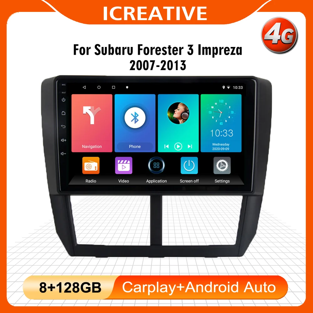 

9 Inch 4G WiFi Car Radio Carplay Android Auto Multimedia For Subaru Forester 3 SH Impreza 2007-2013 2Din GPS Head Unit Autoradio