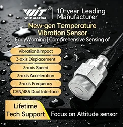 WitMotion WTVB05 Temperature Vibration 3 xial Acceleration+Amplitude+Displacement+Frequency IP67 Sensor for Motor Water Pump