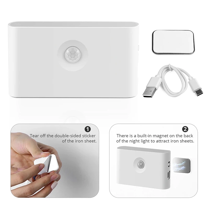 أضواء ليلية LED بمستشعر الحركة، مصباح جداري قابل لإعادة الشحن لجسم الإنسان لغرفة النوم والممر والتخييم في الصيف