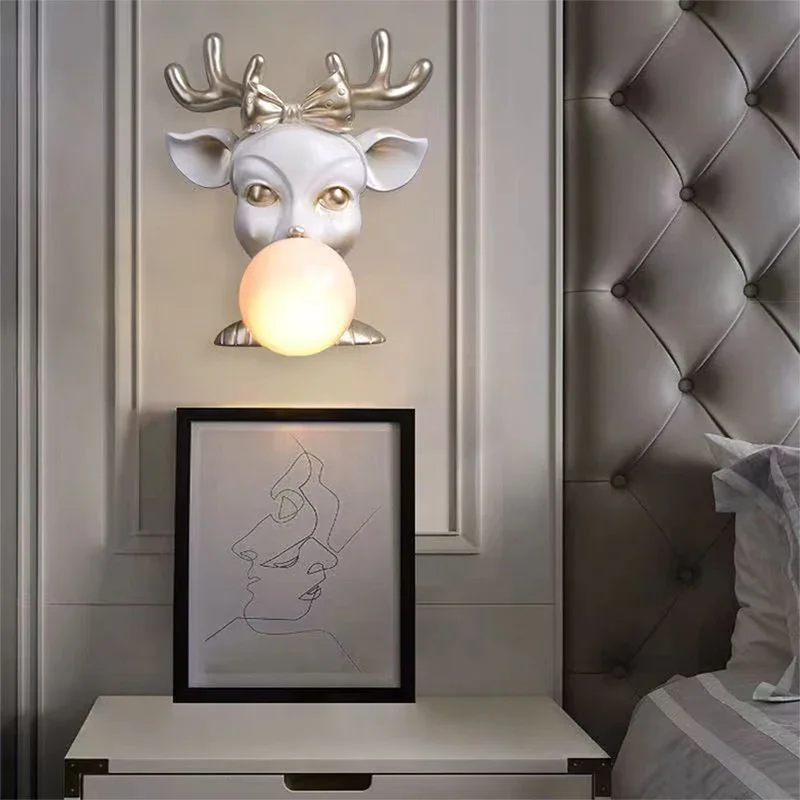 TEMAR Contemporary Deer Head Wall Lamp Personalized And Creative Living Room Bedroom Hallway Aisle Decoration Light