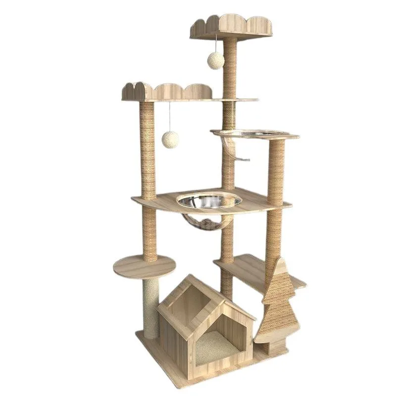 

scratching board climbing frame large space 1 cabin cat tree cat toy 1 1 body solid wood villa nest