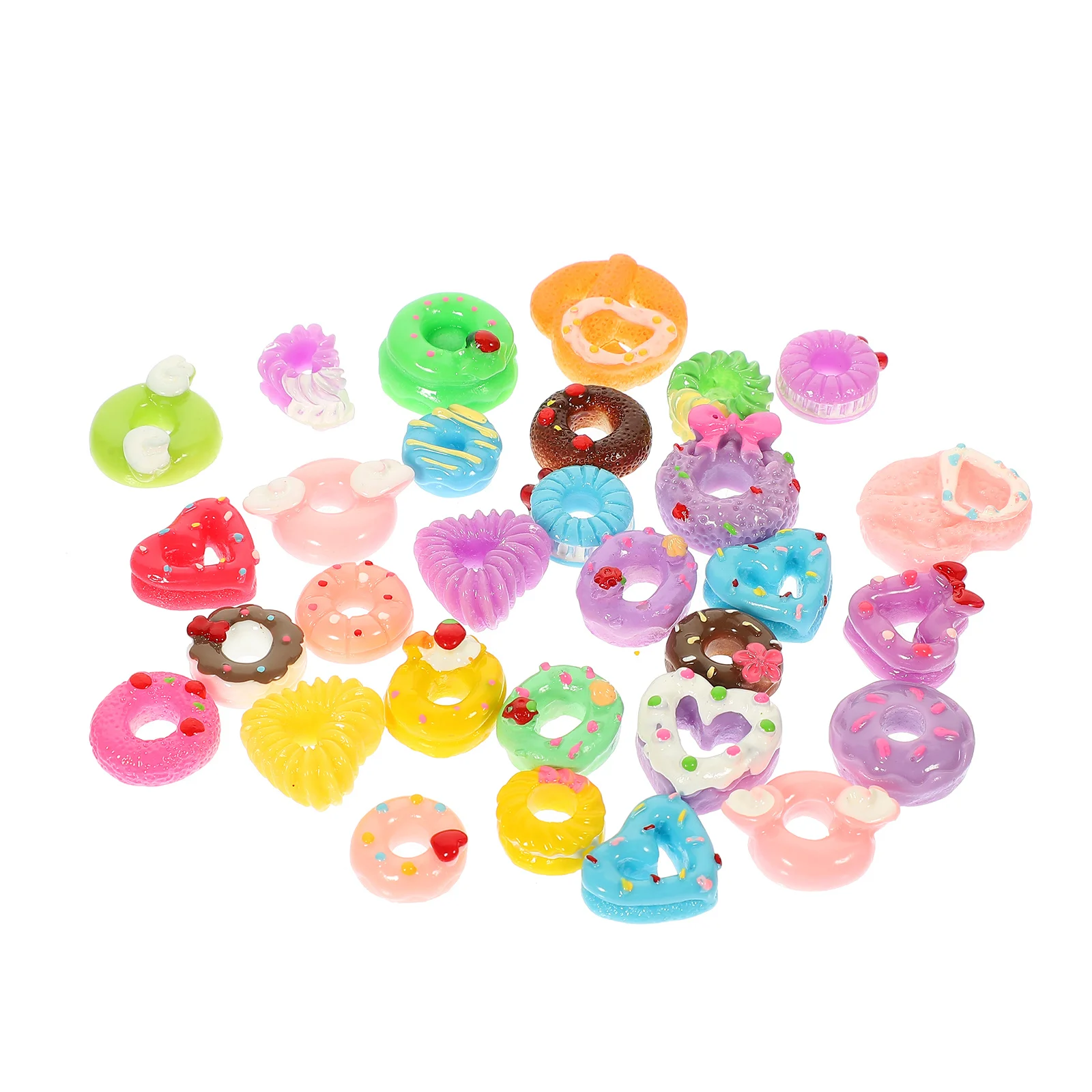 30Pcs Mini Donut Resin Ornaments Simulation Food Accessories DIY Phone Cover Charms Phone Shell Craft Decorations Handmade