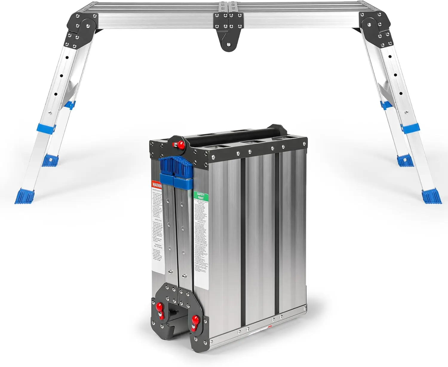 

Folding Step Platform with Adjustable Height 14–20in – Lightweight Adjustable Ladder with Carry Strap, 600lb Load, Non-Slip