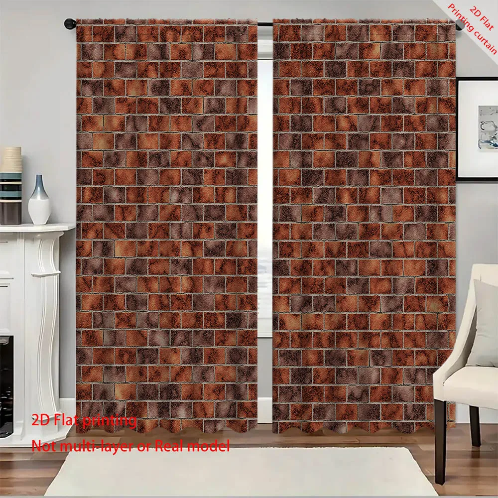 Brick and stone wall printed curtains, home balcony sunshades, decorations for dormitories, offices, bedrooms, and living rooms