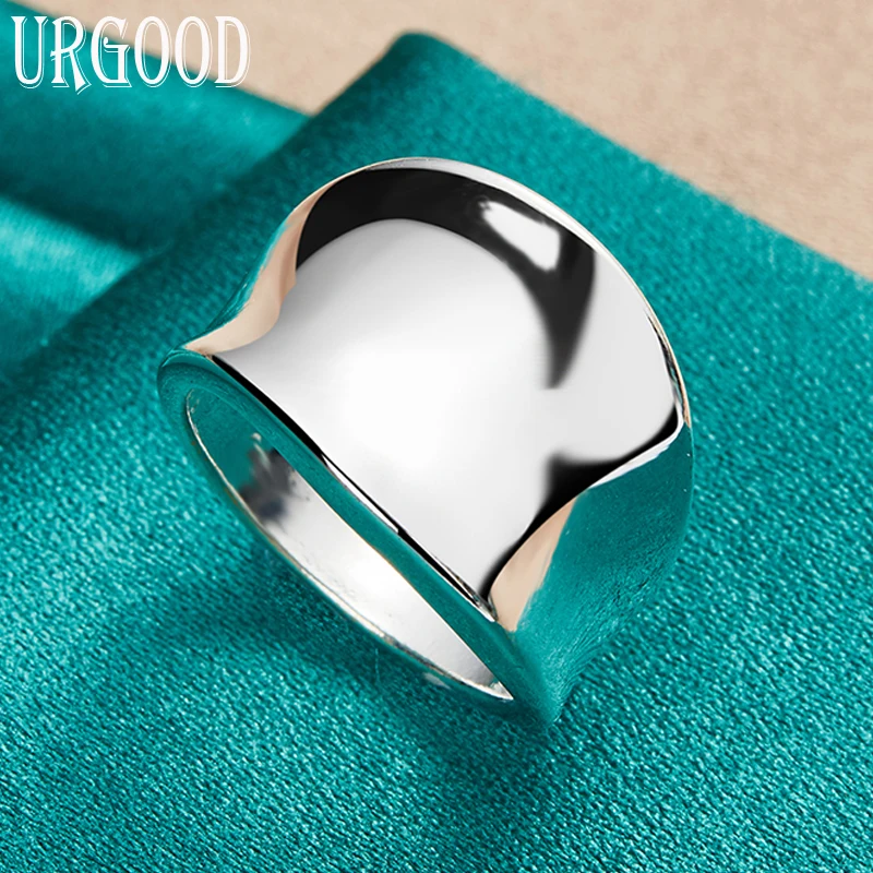 

925 Sterling Silver Smooth Concave Ring For Women Man Party Engagement Wedding Romantic Fashion Jewelry Gift