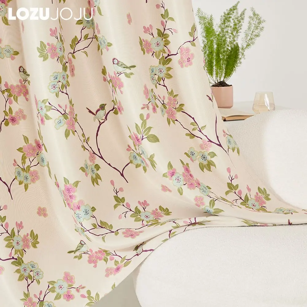 LOZUJOJU Blackout Grace Flower Printed Floral Pattern Curtain for Girls Women Bedroom Living Room Decoration1PC