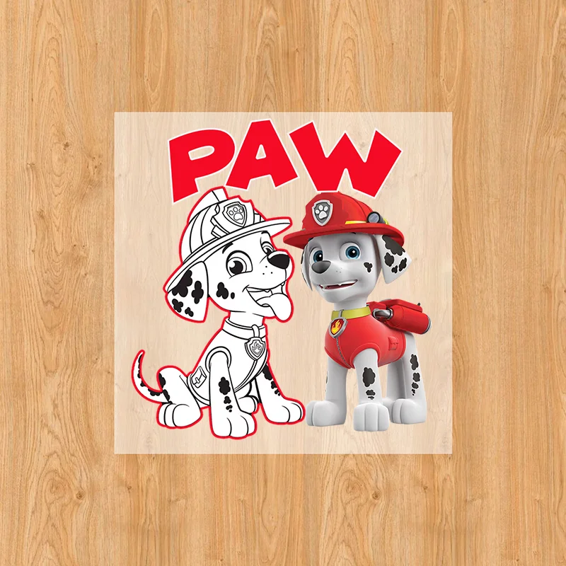 Paw Patrol naklejka termotransferowa Chase Skye Rubble koszulka z kapturem ubrania DIY dzieci śliczne Anime łatka żelazna naklejka transferowa prezenty