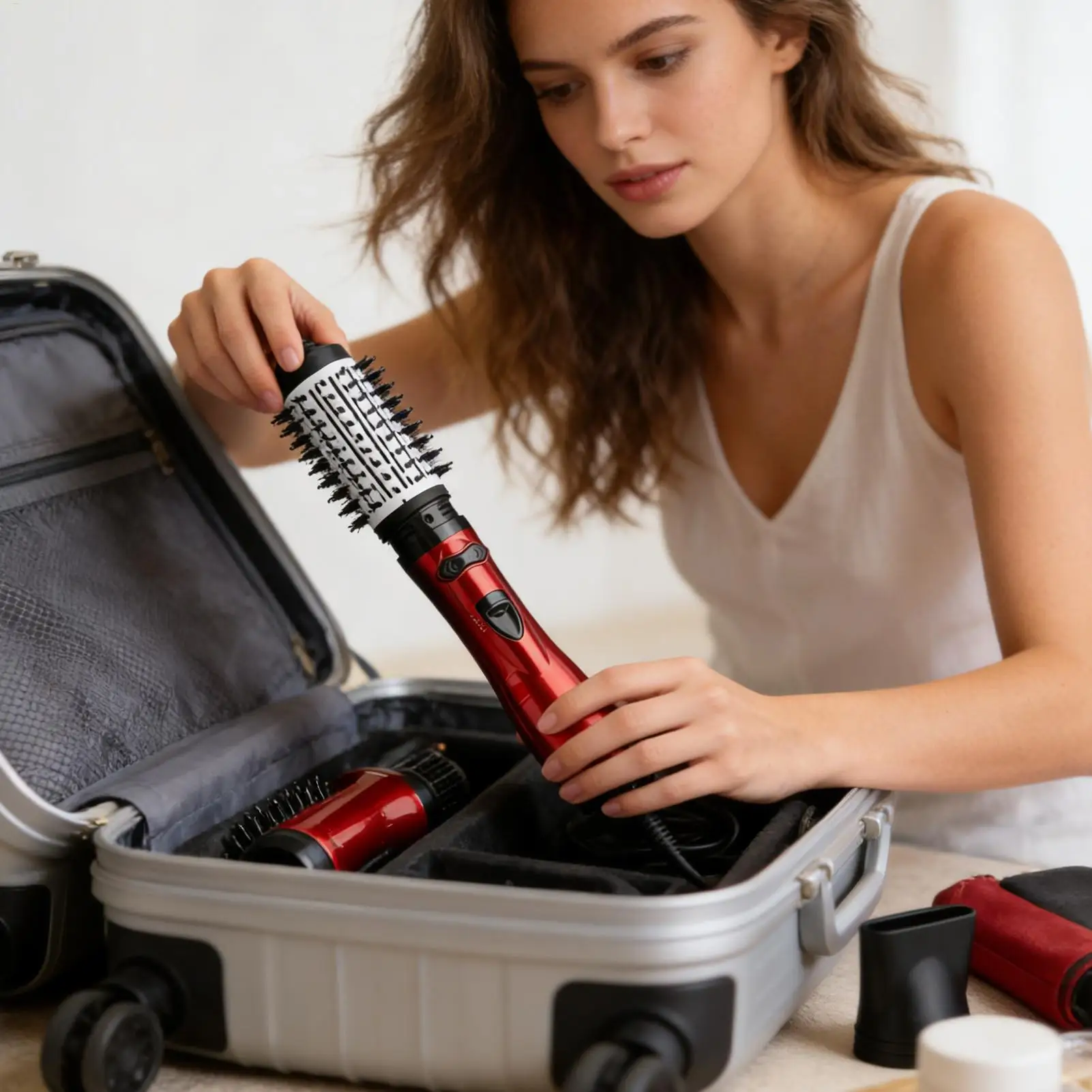 

Стайлер для волос, 3-уровневый нагревательный стайлер для завивки волос, вращающийся фен с отрицательными ионами, щетка для женщин, выпрямление, завивка, увеличение объема