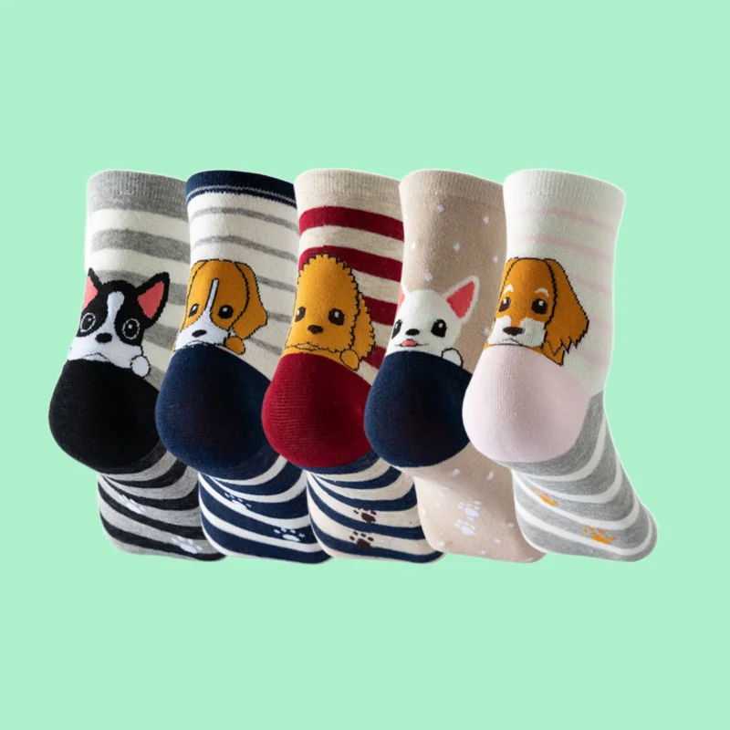 Calcetines de algodón de alta calidad para mujer, medias suaves y cómodas con diseño de gato de dibujos animados, regalo de Navidad, 5 pares, novedad de 2024