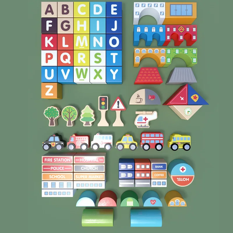 140 kleine houten bouwsteen voor kinderen, gemonteerd speelgoed, grote deeltjes, baby, vroeg onderwijs, educatieve bouwsteen 3-6Y