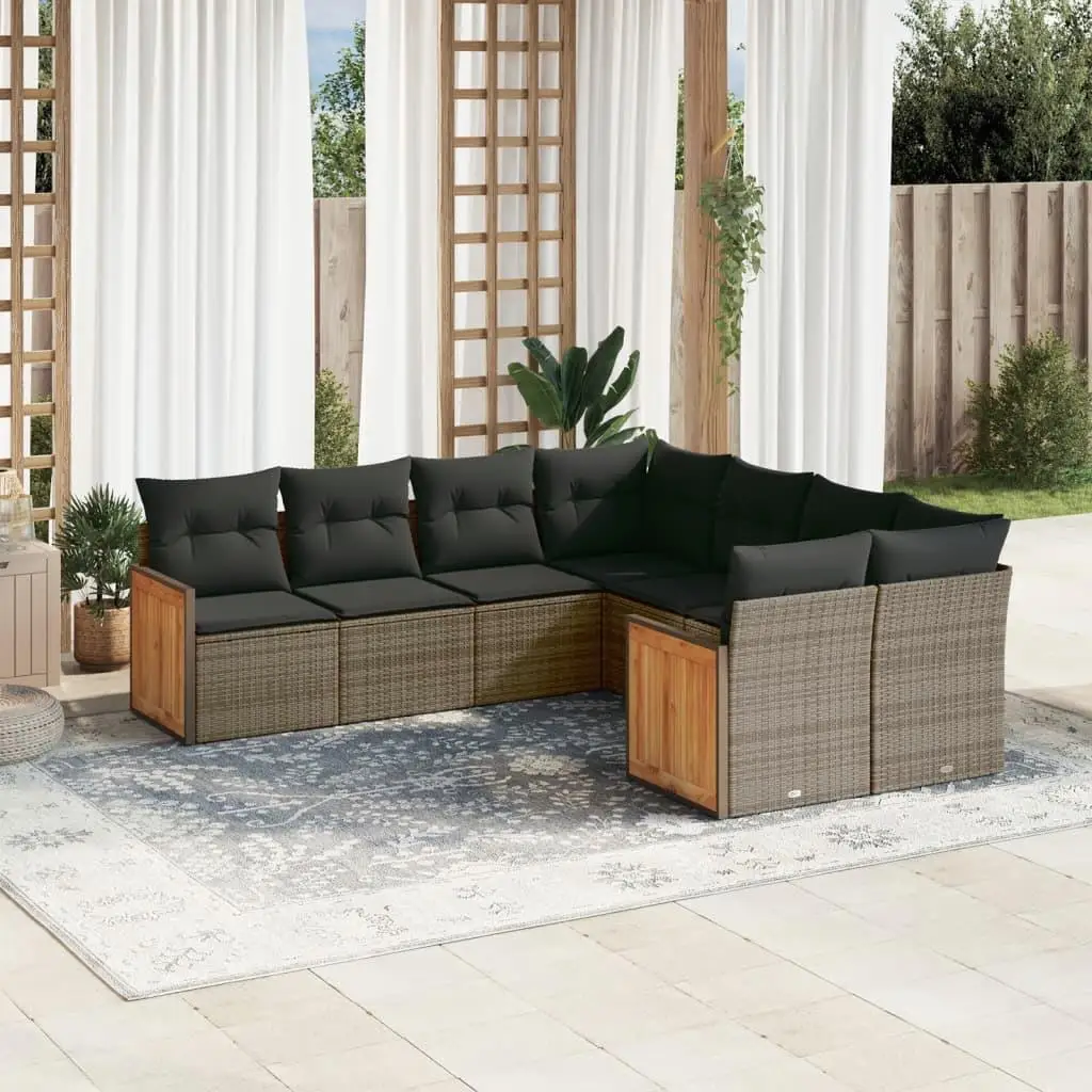 

Large Grey PE Rattan Garden Sofa Set with Removable Covers Cozy Outdoor Furniture for Patio Yard Balcony