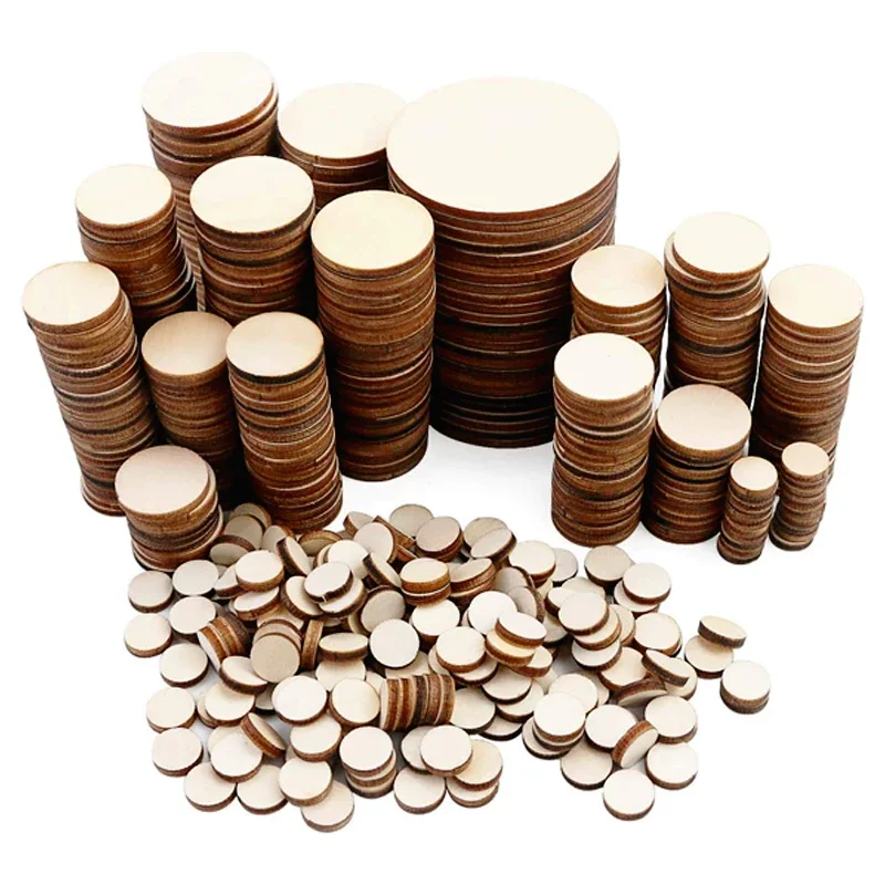 1-10cm Unfinished Wood Slices, Natural Round Blanks Wood Circles Cutouts for Crafts DIY Art Crafts Painting Christmas Decoration