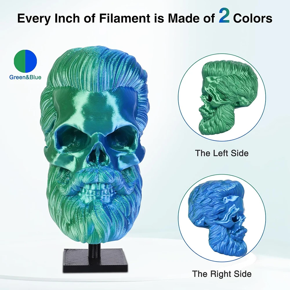 Halloween Silk Dual Color Coextrusion PLA Filament 1.75mm for 3D Printer 250g - Spooky Themed Filament