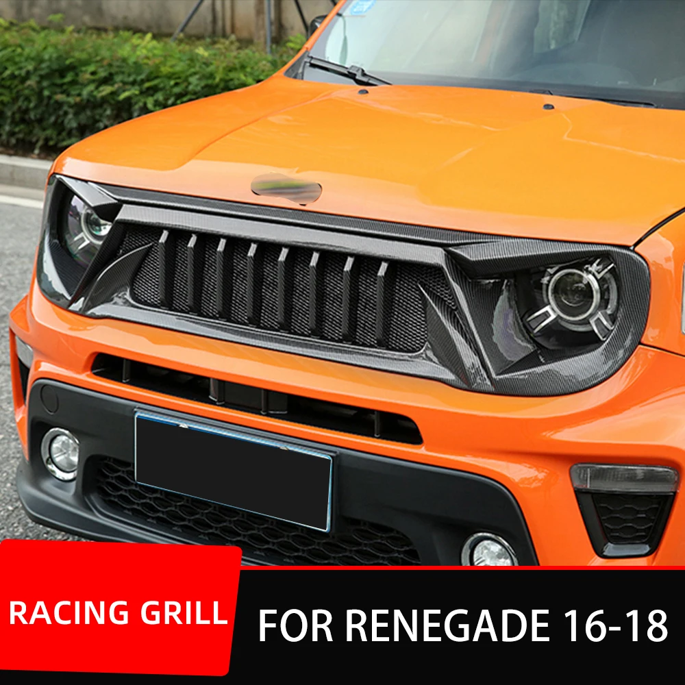 

For Jeep Renegade 2016 2017 2018 Racing Grills Matt Black Carbon Grille Air Intake Styling Exterior Tuning Accessories Parts