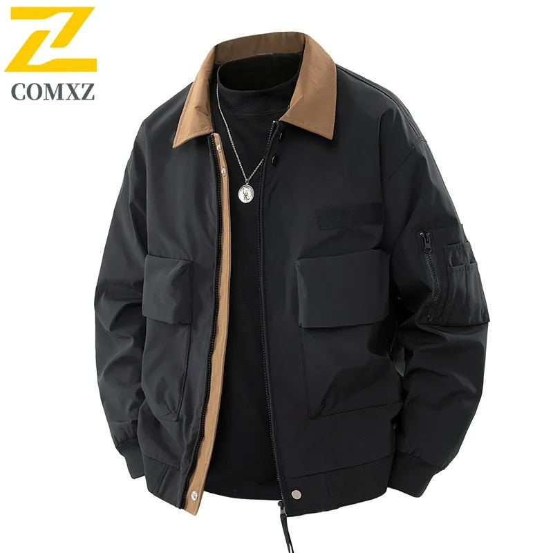 

COMXZ мужское пальто Chaqueta, легкая дышащая уличная модная куртка для рыбалки и путешествий, осенняя свободная классическая верхняя одежда