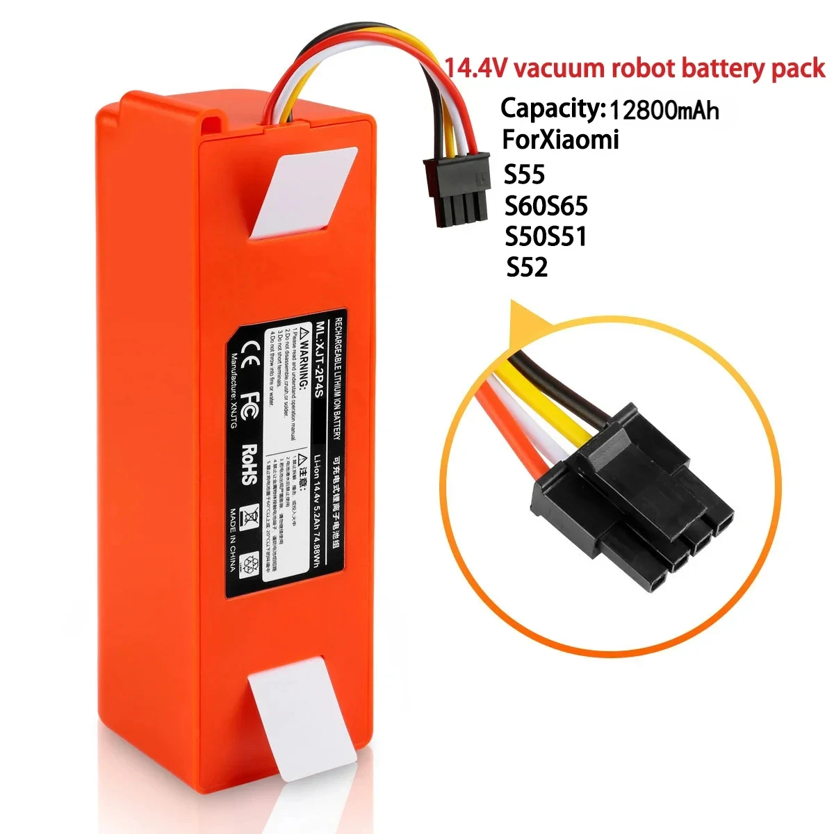 

14.4V 12800mAh Robotic Vacuum Cleaner Replacement Battery For Xiaomi Roborock S55 S60 S65 S50 S51 S5 MAX S6 Parts