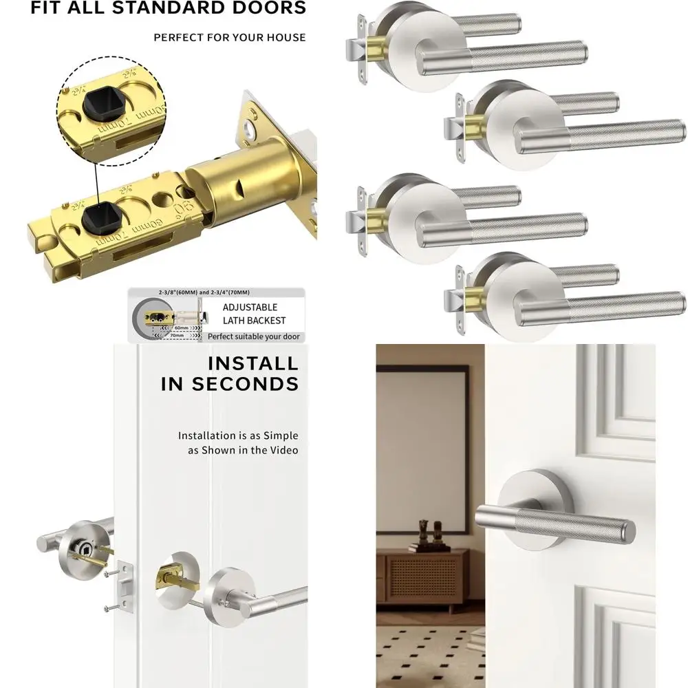 

Изящные дверные ручки из атласного никеля с замками для внутреннего использования в спаленях и ванной комнате