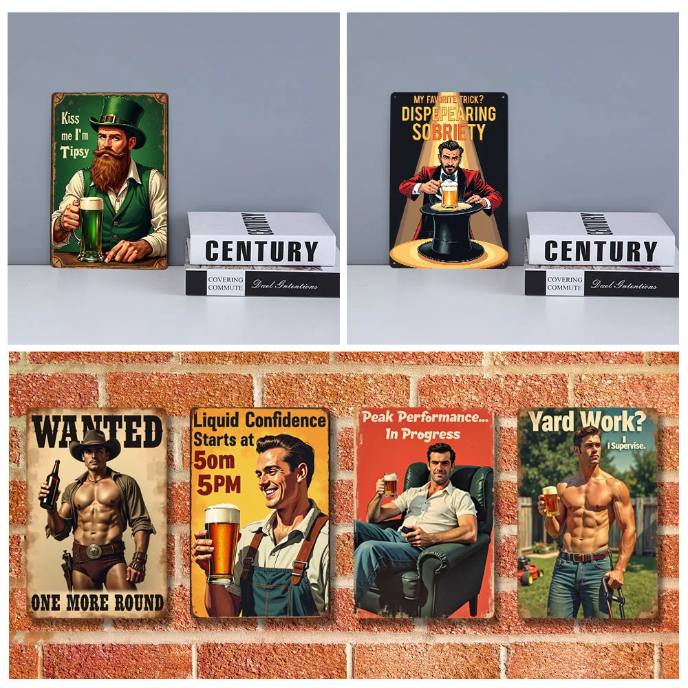 Vintage Beer Poster Club Bar Tin Sign Pub Wall Art Decor Office Kitchen Living Room Party Decoration