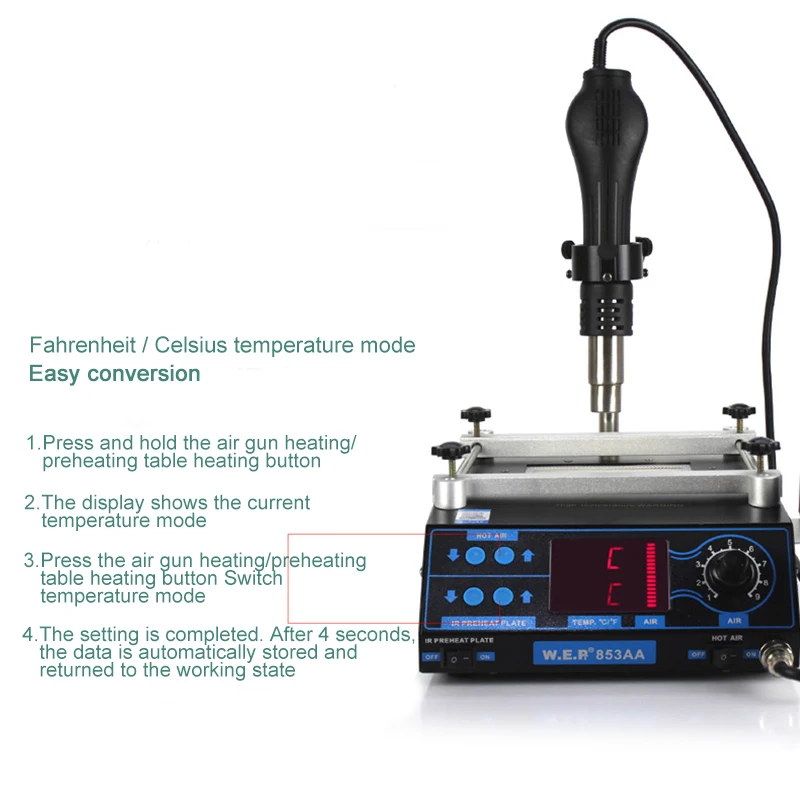 YIHUA 853AA IR BGA Rework Station PCB Preheating Station for IC Chip Phone Motherborad Soldering & Desoldering Repair Tool