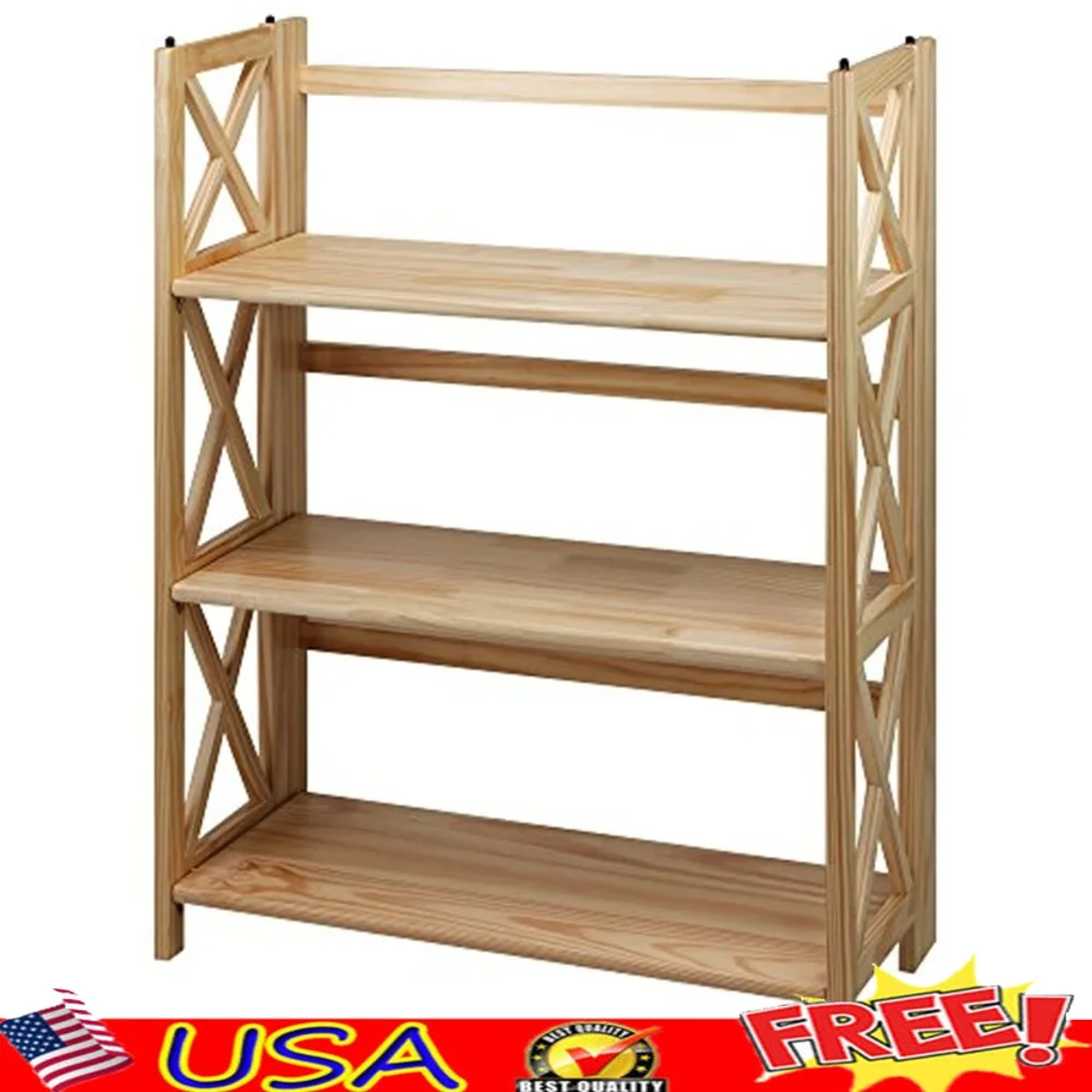 

Sturdy Stackable 3-Shelf Folding Bookcase Easy Transport Modern Home Storage Solution Ideal Kids Room Decor