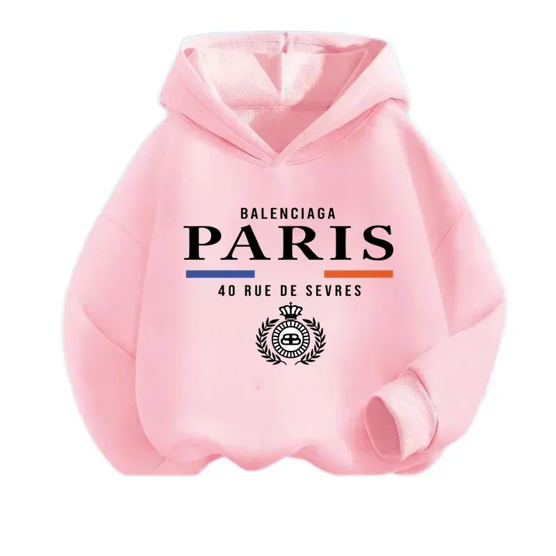 2024 New Kids hoodies Luxury Brand Paris Print Shirt Summer Boys Girls Clothes hoodie Kawaii Children Casual Tops