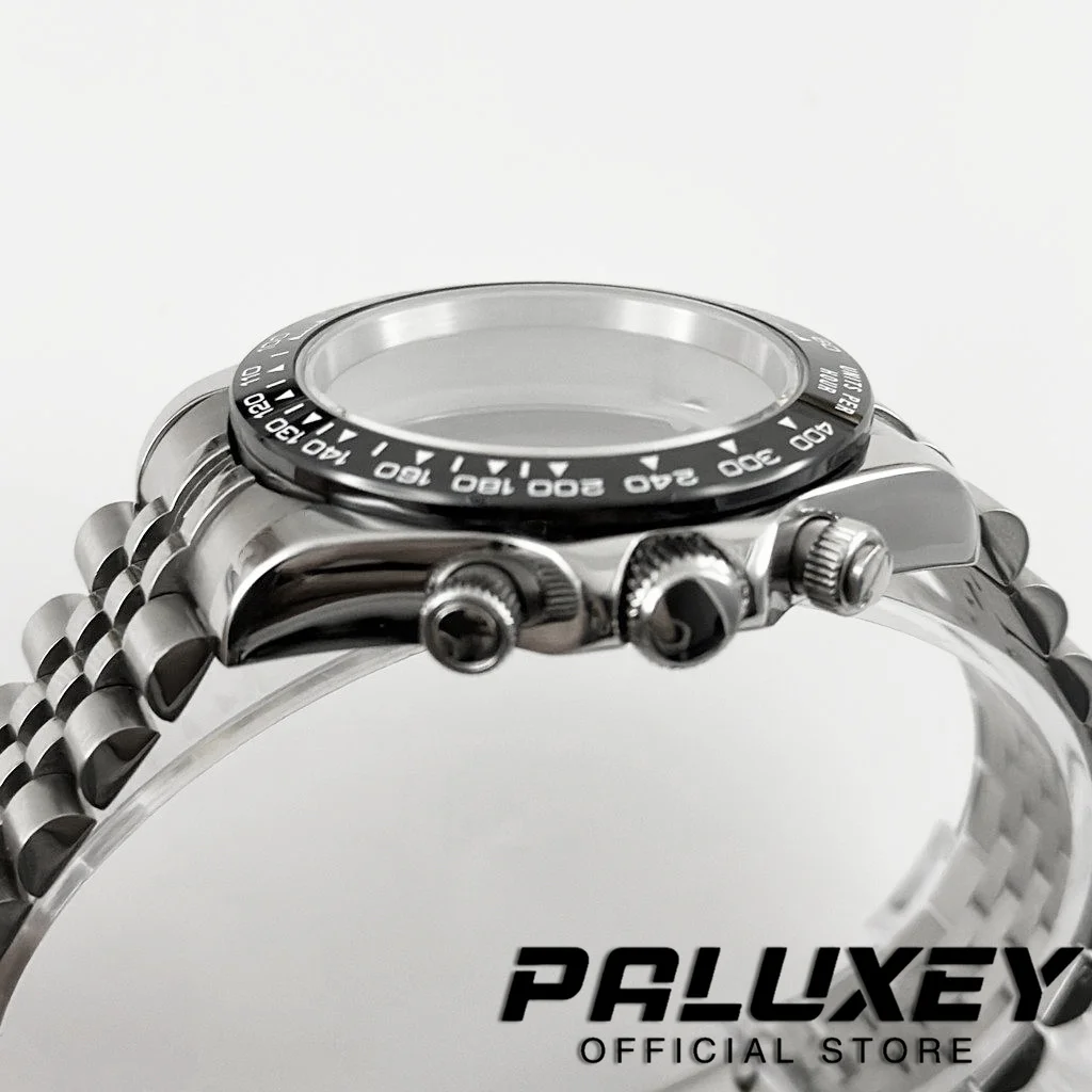 VK63 Uhrengehäuse Uhrenzubehör Saphirglas Wasserdichtes Gehäuse VK63 VK64 Uhrwerk für Daytona mit Glide-Lock-Verschluss-Armband