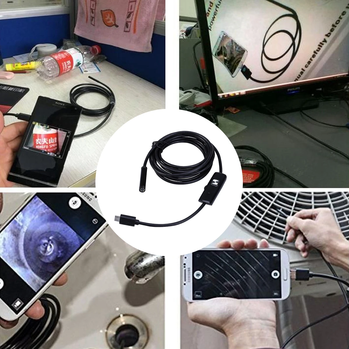 5 Meters High-Definition Mobile Phone Waterproof Inspection Camera Built-in LED OTG Underwater Ear Nose Throat