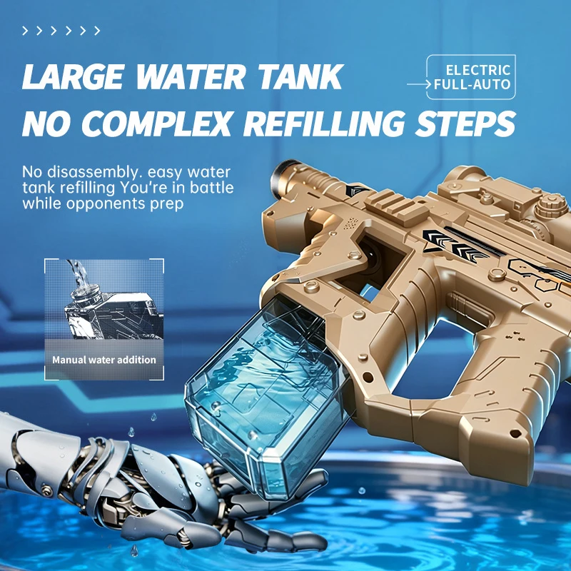 Pulse Electric Multi Shot Water Gun Fully Automatic Large Capacity High-pressure Jet Water Gun Light and Water Guns Toys Toy Gun