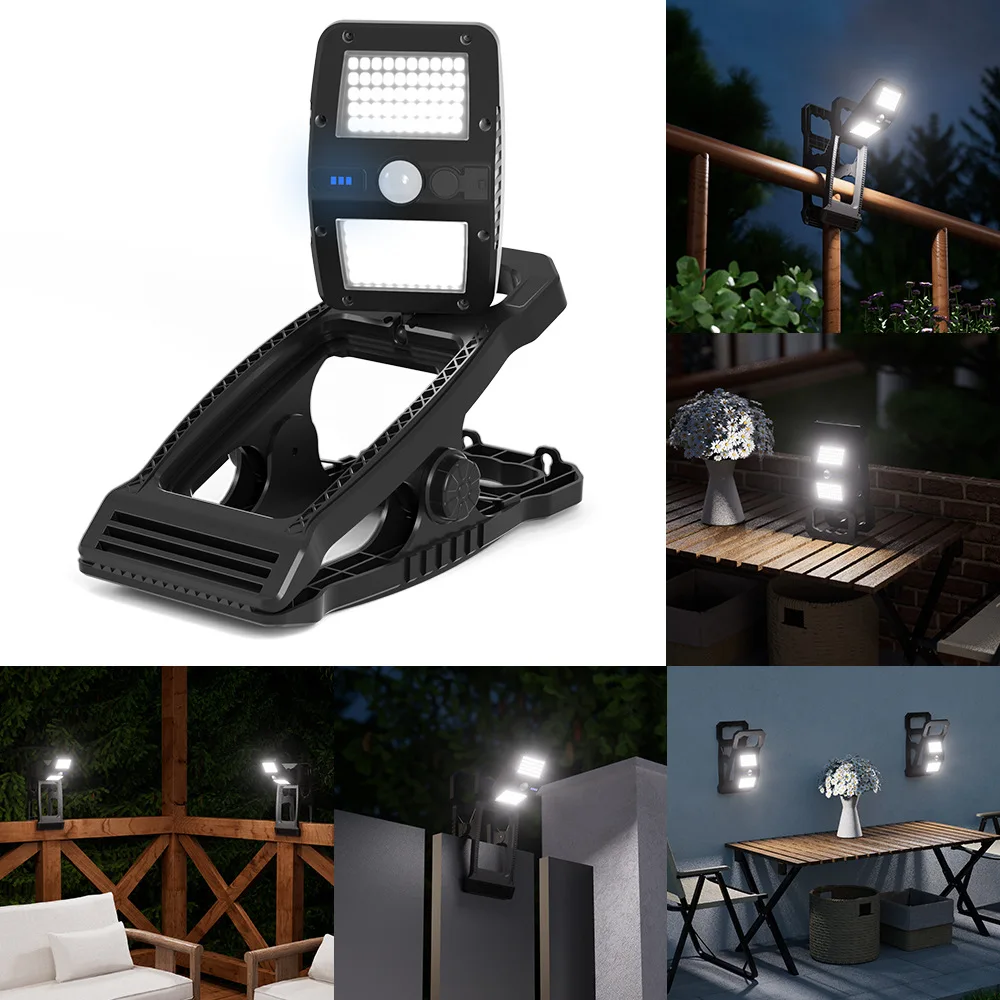 

Solar Garden Clip Lamp USB-C Rechargeable Body Sensor Wall Light Outdoor Waterproof Fence Lighting for Balcony Corridor