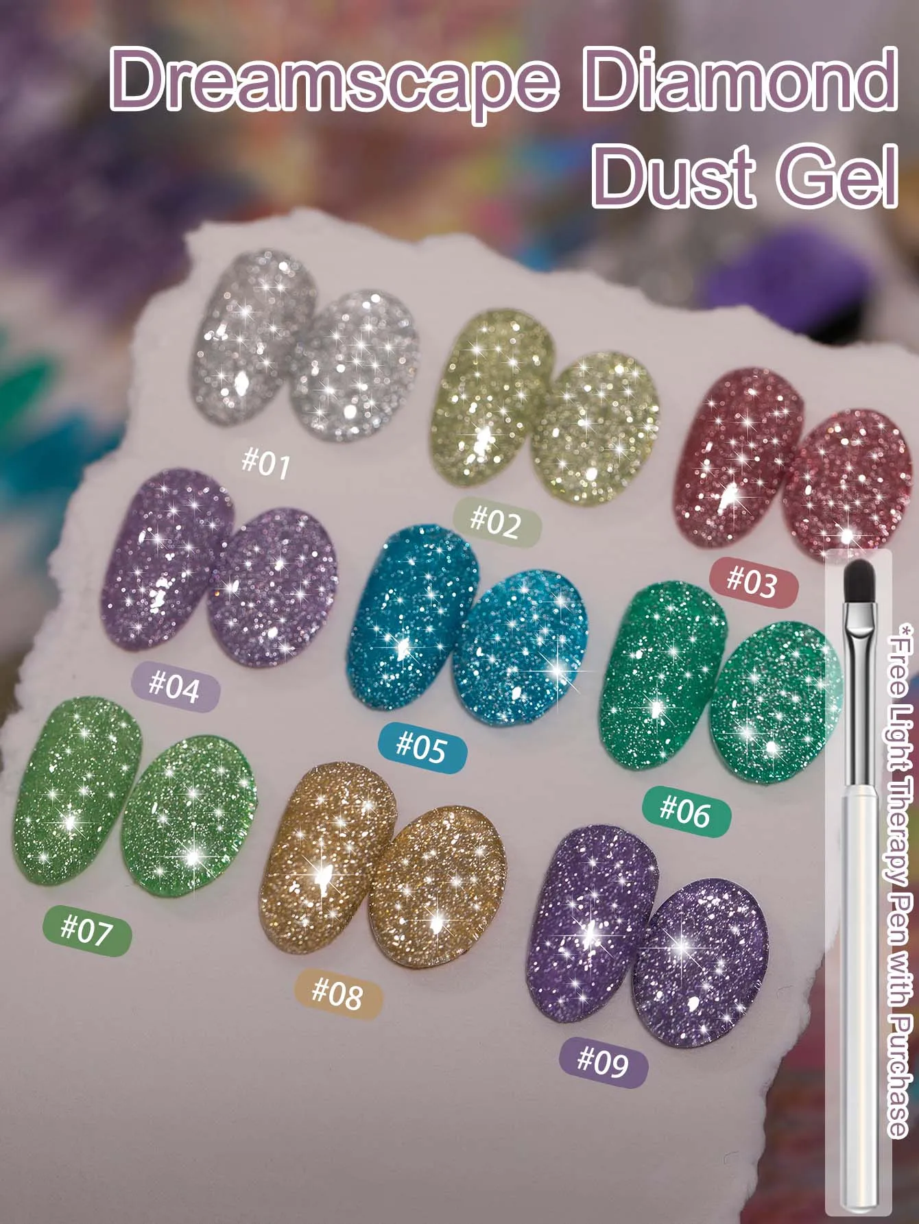

9 Colors Dreamscape Diamond Dust Series Glitter Solid Adhesive Gel Nail Polish Gradient Semi Permanent Soak Off UV LED