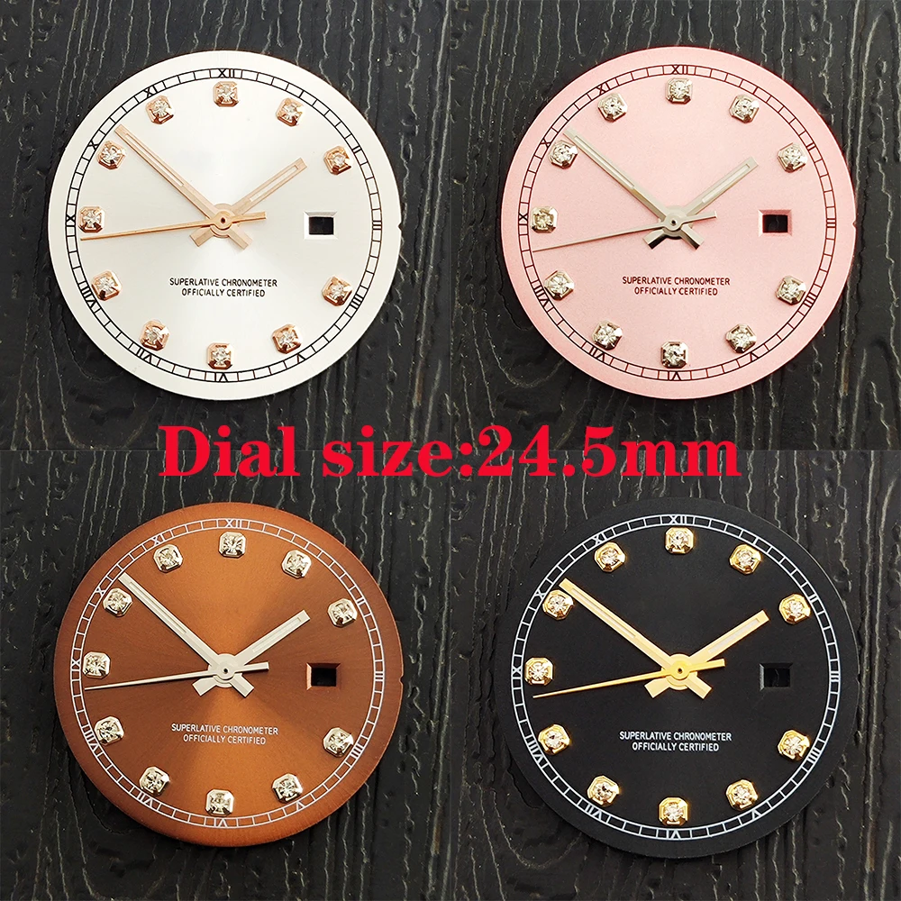 قرص ماسي للسيدات بشعار S مقاس 24.5 مم، مناسب لملحقات تعديل الساعة ذات الحركة الأوتوماتيكية اليابانية NH05