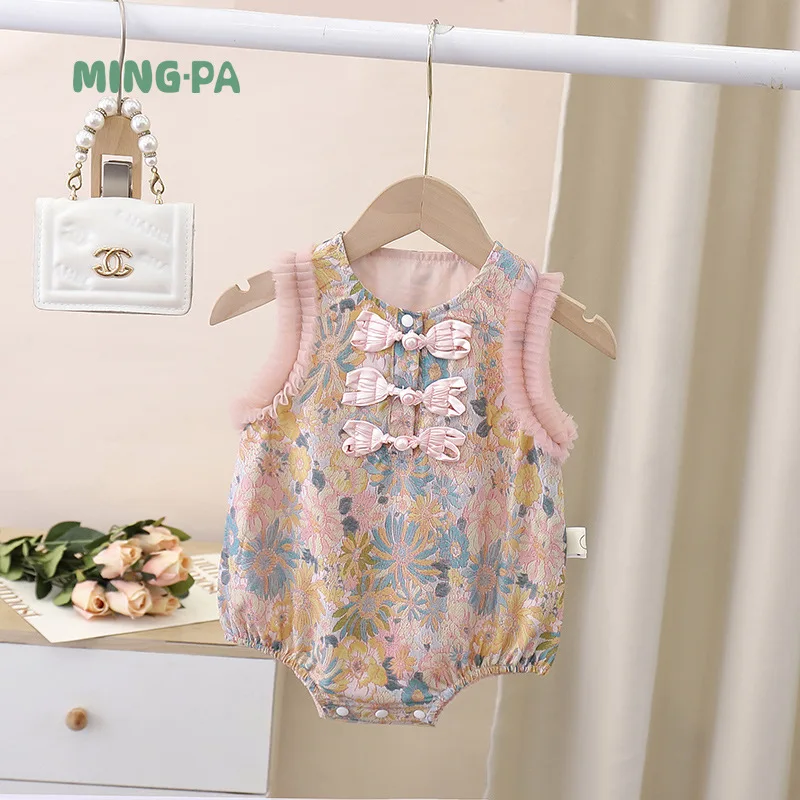 New Starting Point Baby Clothes Summer Romper Sleeveless Crawling Suit Girl Baby Chinese Style Hanfu Summer Bodysuit Trend