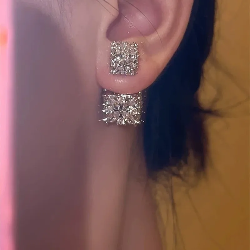 ZAKOL Luxuriöse Glänzende Zirkonia-Ohrringe für Damen, Quadratische CZ-Hängeohrringe, Brautschmuck für Hochzeiten und Partys – Detail 4
