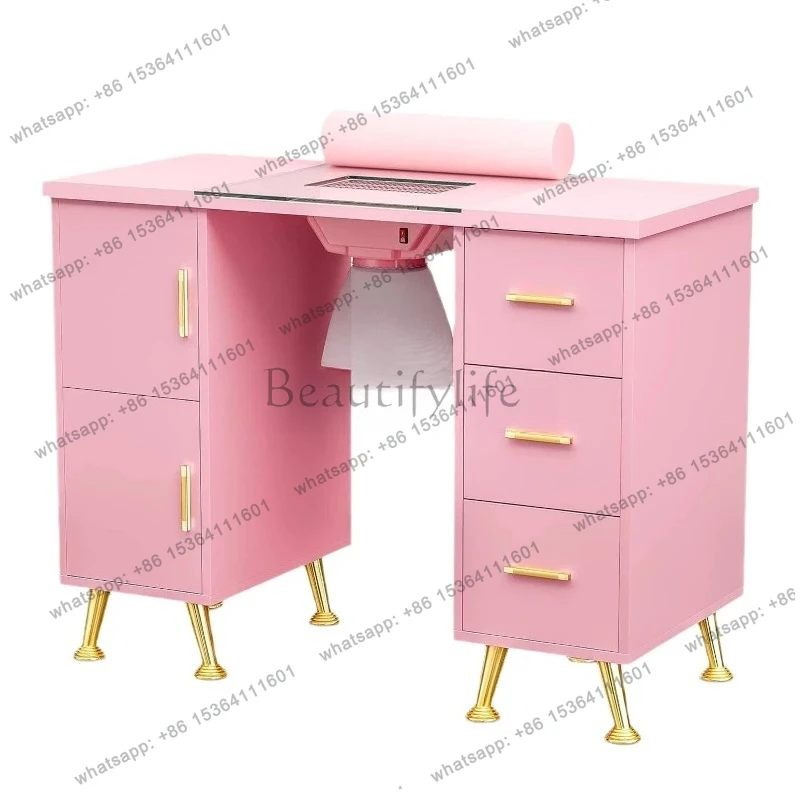 commercial single manicure table with wrist pad vacuum cleaner mobile glass manicure table